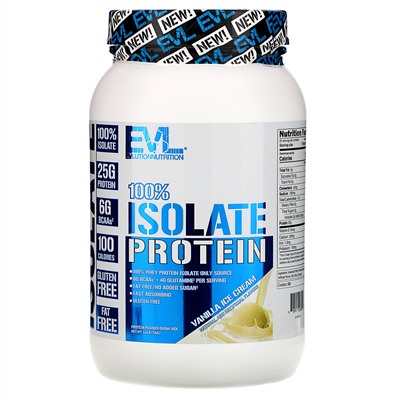 EVLution Nutrition, 100% изолят белка, ванильное мороженое, 726 г (1,6 фунта)