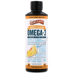Barlean's, По-настоящему вкусный, Omega-3 Fish Oil (Рыбий жир омега-3), смузи из манго и персика, 454 г (16 унций)