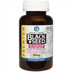 Amazing Herbs, Black Seed, 500 мг, 90 гелевых капсул