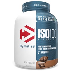 Dymatize Nutrition, ISO-100 гидролизированный, 100%-ный сывороточный изолят белка, мягкое брауни, 5 фунтов (2,27 кг)