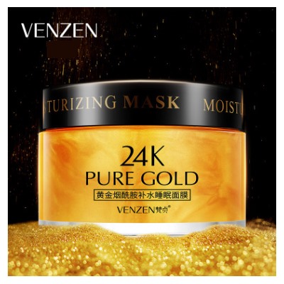 Venzen Несмываемая ночная маска для лица, с ниацинамидом и частицами золота, PURE GOLD 24 K LUXURY EFFECT, 120 гр.