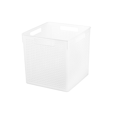 Коробка для хранения квадратная 23 л 29,4*29,4*30,1 см "Лофт" с крышкой (белая) (модель 6923106)