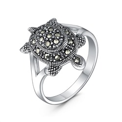 Кольцо из чернёного серебра с марказитами - Черепаха HR0054-MAC