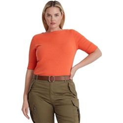 LAUREN Ralph Lauren Plus Size Geo-Striped Cotton Voile Shirt