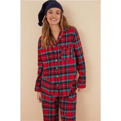 Pijama cuadros 100% algodón rojo