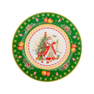 Тарелка закусочная LEFARD «С Новым годом!» Дед Мороз 21 см Зелёная Кор=18 шт. 85-1631