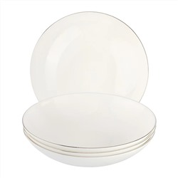 51536 GIPFEL Набор тарелок суповых PLATINUM 22 см, 4 шт. Цвет: белый с ободком серебристого цвета. Материал: костяной фарфор.