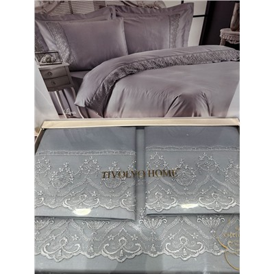 Tivolyo Lina gri Satin 210 TC | Satin bed linen-Digital with lace