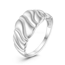 Кольцо из серебра родированное - Волны