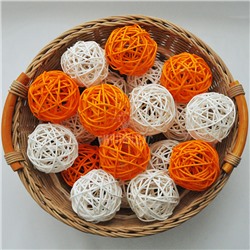 Гирлянды из 20 ротанговых шариков "Оранж сода"