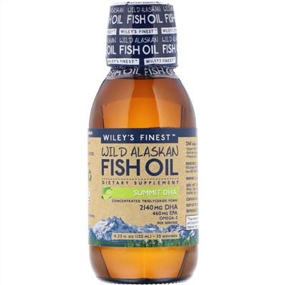 Wiley's Finest, Жир из дикой аляскинской рыбы, Summit DHA, с натуральным вкусом лайма, 125 мл