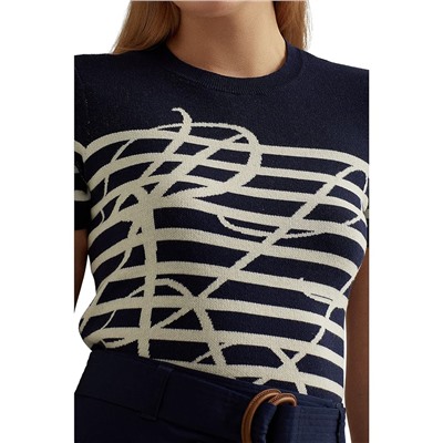 LAUREN Ralph Lauren Logo Striped Short Sleeve Sweater