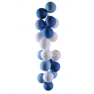 Гирлянда из 50 нитяных шариков "Сине-бело-голубые"
