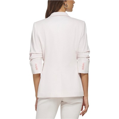 DKNY Ruched Sleeve One-Button Blazer