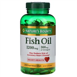 Nature's Bounty, Рыбий жир, 1200 мг, 200 мягких таблеток быстрого высвобождения