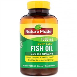 Nature Made, Fish Oil, Burp-Less, 1,000 mg, 150 Softgels