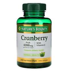 Nature's Bounty, Cranberry with Vitamin C, 250 Rapid Release Softgels