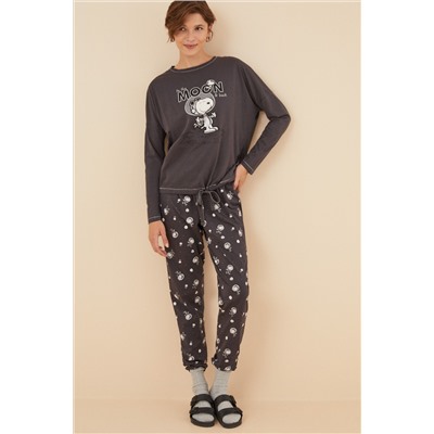 Pijama largo 100% algodón Snoopy Moon