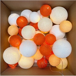 Гирлянда из нитяных 20 нитяных шаров разных размеров (6-10см) "Танжерин"