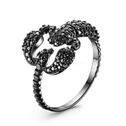 Кольцо из серебра с натуральной шпинелью родированное - Скорпион