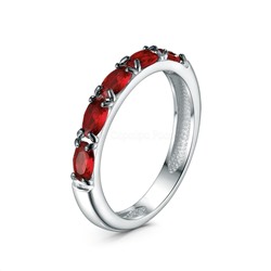 Кольцо из серебра с плавленым кварцем цвета рубин и чёрным родием родированное