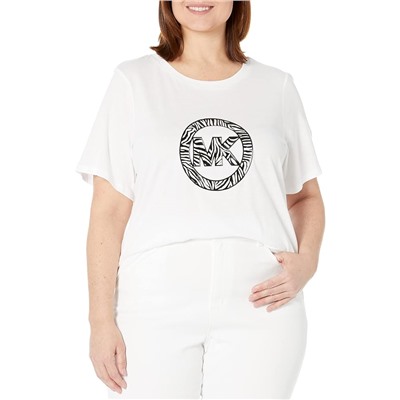 MICHAEL Michael Kors Plus Size Zebra Charm Short Sleeve Logo Tee