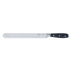50579 GIPFEL Нож c выточками для тонкой нарезки HORECA PRO 25см, кованый. Материал лезвия: сталь X30CR13. Материал ручки: пластик ABS. Толщина: 2,3 мм.
