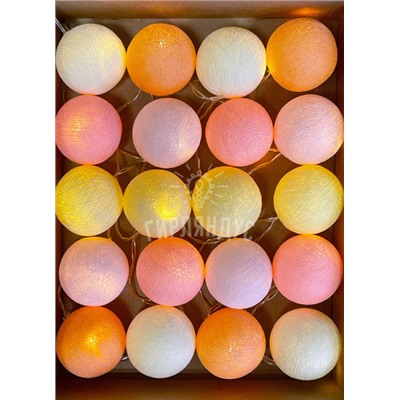Гирлянда из 20 нитяных шариков "Мармелад"