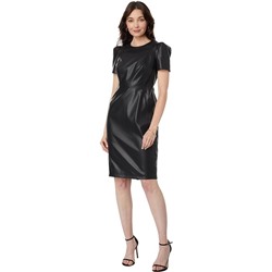 Calvin Klein Faux Leather Short Sheath Dress with Short Sleeves