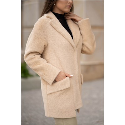 Пальто женское демисезонное 22730  (беж/тедди)