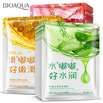 Bioaqua Питательная, увлажняющая тканевая маска с экстрактом меда, Honey Moisturizing Drink Mask, 30 гр.