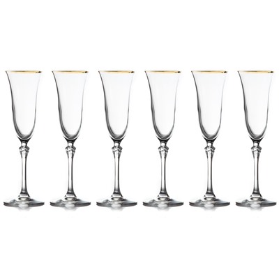 Набор бокалов для шампанского, Gemma золото, 0,15 л, 6 шт, 62288
