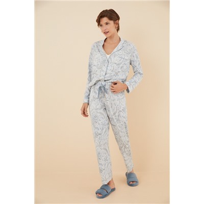 Pijama camisero largo 100% algodón Paisley