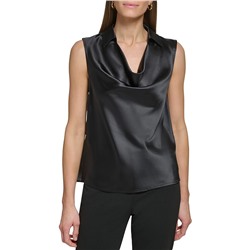 DKNY Sleeveless Collared Cowl Neck Blouse