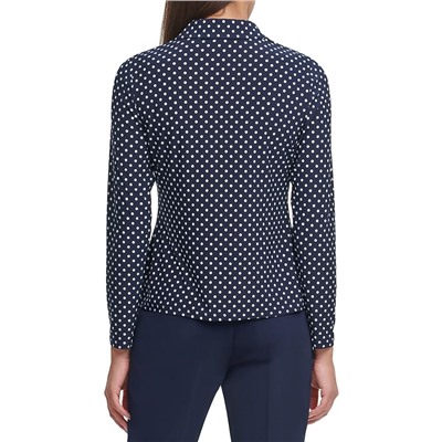 Tommy Hilfiger Long Sleeve Collared Dot Top