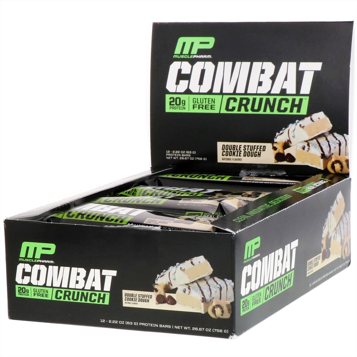 MusclePharm, Combat Crunch, двойная начинка с песочным тестом, 12 батончико...
