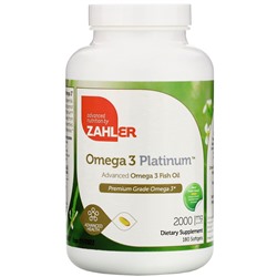 Zahler, Omega 3 Platinum, улучшенный рыбий жир с омега-3, 2000 мг, 180 гелевых капсул