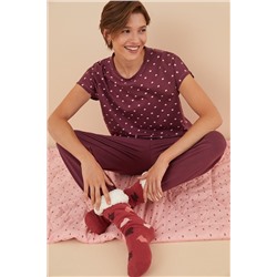 Pijama 100% algodón La Vecina Rubia granate