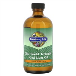 Garden of Life, Olde World Icelandic Cod Liver Oil, со вкусом лимона и мяты, 8 жидких унций (236 мл)