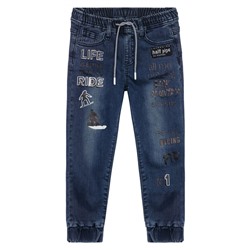 Брюки текстильные джинсовые утепленные с начесом для мальчиков
