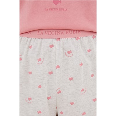Pijama corto 100% algodón rosa La Vecina Rubia