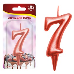 Свеча для торта "Овал" цифра 7 (красный), 8х4х1,2 см