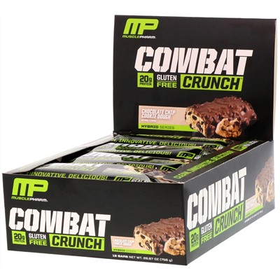 MusclePharm, Combat Crunch, со вкусом шоколадного печенья, 12 батончиков по 63 г