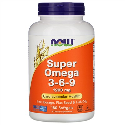 Now Foods, Super Omega 3-6-9, 1,200 mg, 180 Softgels