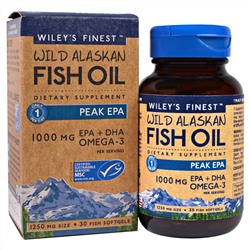 Wiley's Finest, Wild Alaskan Fish Oil, Peak EPA, 1,000 mg, 30 Fish Softgels