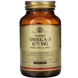 Solgar, Kosher Omega-3, 675 mg, 50 Softgels