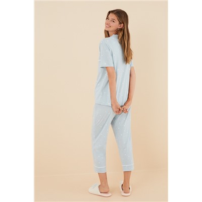 Pijama camisero 100% algodón estrellitas azul