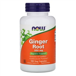 Now Foods, Ginger Root, 550 мг, 100 растительных капсул
