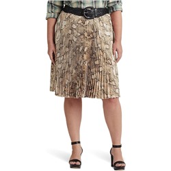 LAUREN Ralph Lauren Plus Size Snakeskin Print Pleated Charmeuse Skirt