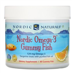 Nordic Naturals, Конфеты в виде рыбок от Nordic с омега-3, мандариновое угощение, 30 конфет